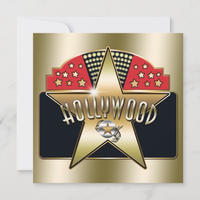 Golden Old Hollywood Typography Retro Invitation (Front)