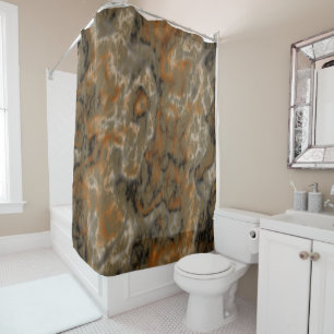 Golden Olive Abstract Shower Curtain