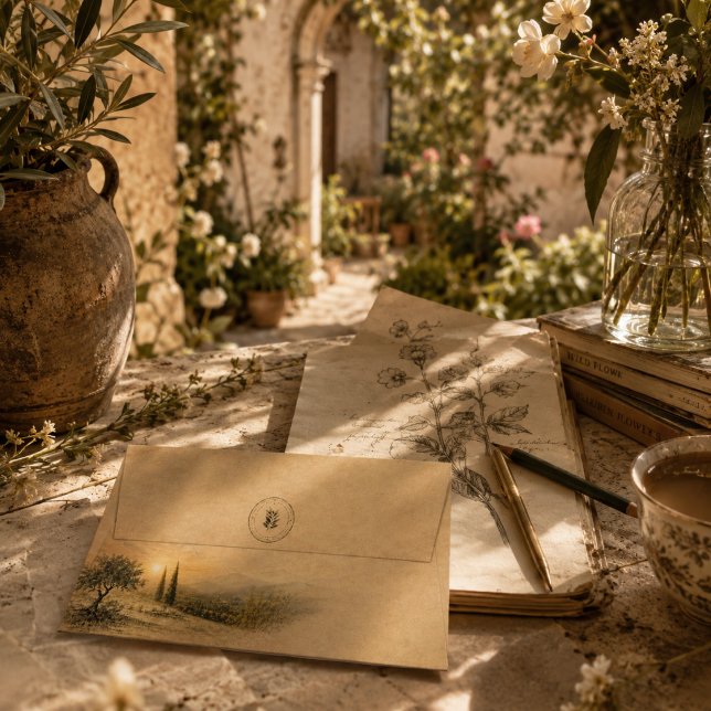 Golden Olive Grove Mediterranean Sunset Landscape Envelope (Creator Uploaded)