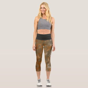Golden Olive Marble   Capri Leggings