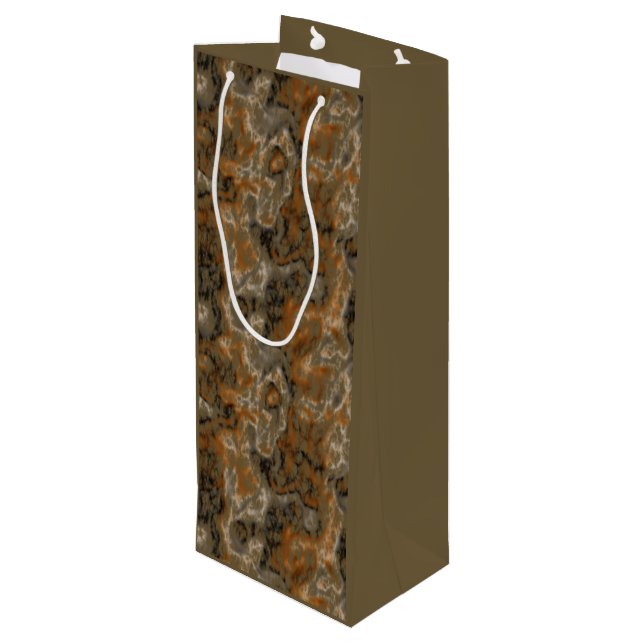Golden Olive Marble Wine Gift Bag (Back Angled)