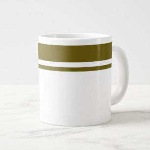 Golden Olive Top Racing Stripes White Background Large Coffee Mug
