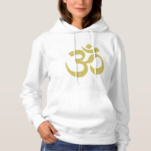 Golden Om Buddhist Symbol for White W Hoodie