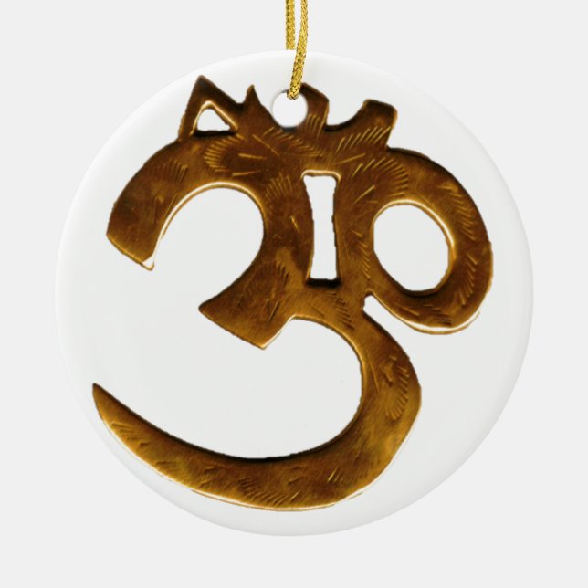 Golden Om Ceramic Tree Decoration (Front)