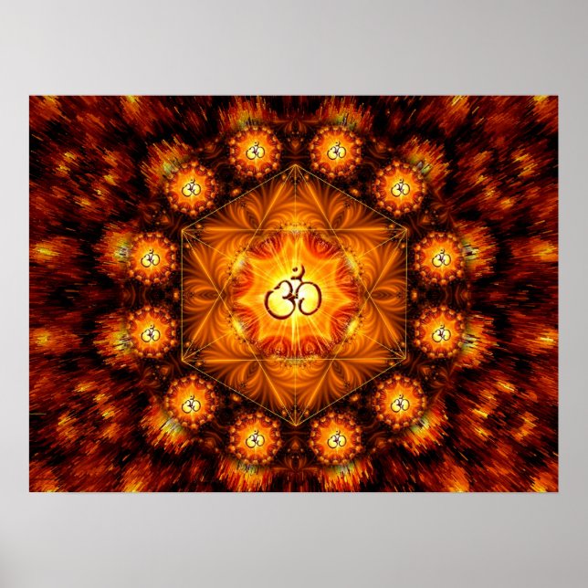Golden Om Fractal mandala Poster (Front)