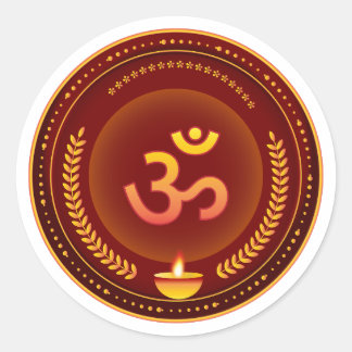 Golden Om Hindu symbol Classic Round Sticker