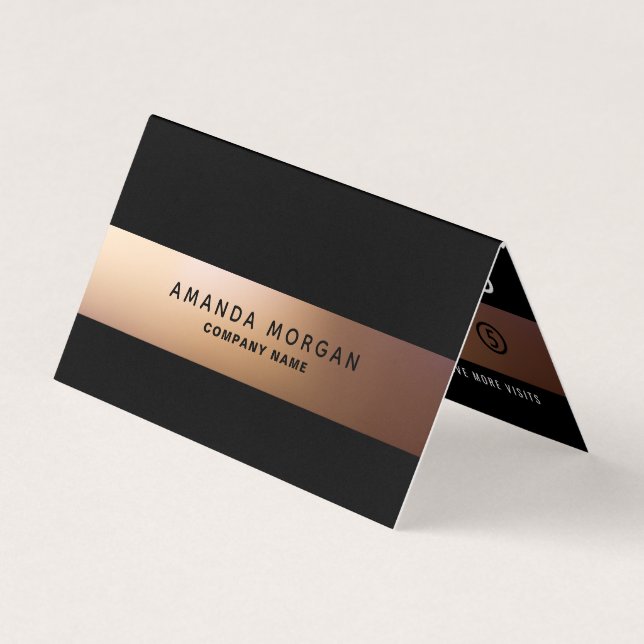 Golden Ombré, Modern Double Loyalty Business Card (Front)