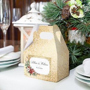 Golden Opulence Christmas Floral Wedding Favour Box