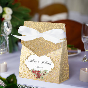 Golden Opulence Christmas Floral Wedding Favour Box