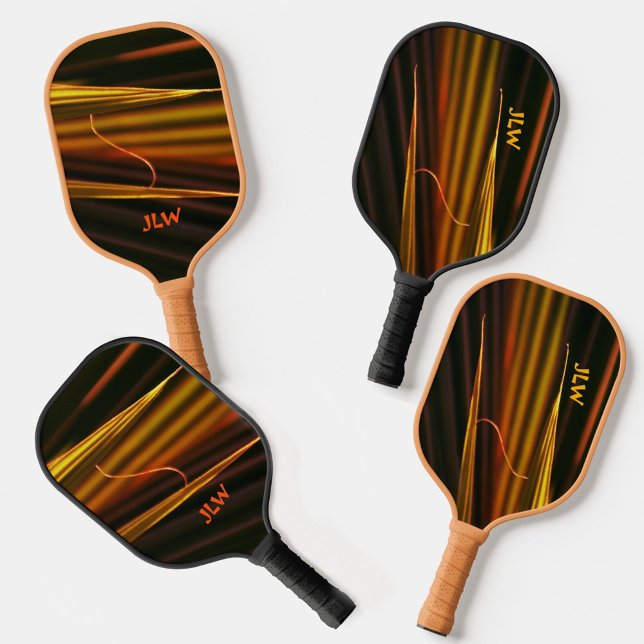 Golden Orange and Black Palm Fronds Personalized Pickleball Paddle (Creator Uploaded)