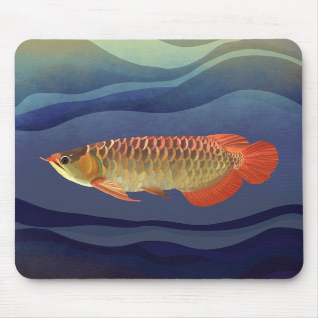 Golden Orange Arowana Fish Aquatic  Mouse Pad (Front)