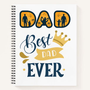 Golden Orange & Blue Modern Father's Day Notebook