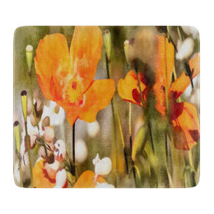 Golden Orange California Poppy Acrylic Painting Cutting Board