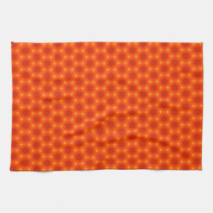 Golden Orange Honeycomb Hexagon Pattern Tea Towel