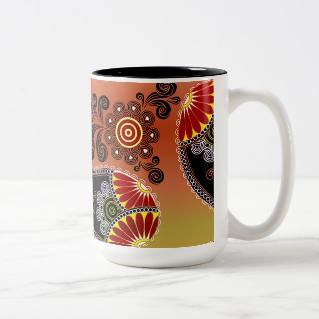 Golden Orange Paisley Pattern Coffee Mug (Right)