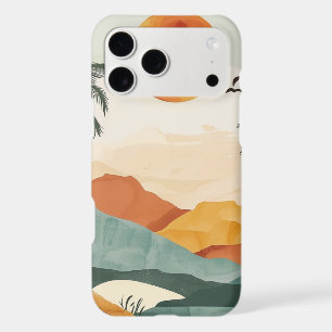 Golden Orange Retro Tropical Mountain Sunset