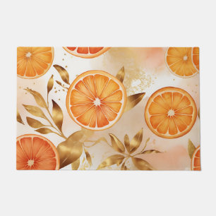 Golden Orange Slice Pattern Doormat