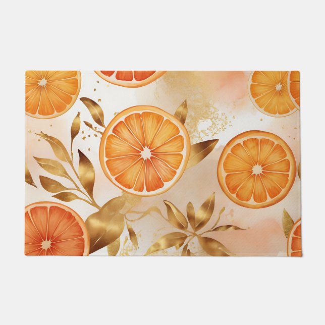 Golden Orange Slice Pattern Doormat (Front)