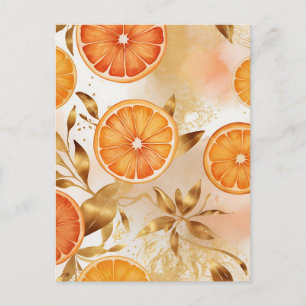 Golden Orange Slice Pattern Postcard
