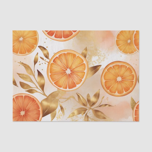 Golden Orange Slice Pattern Tissue Paper (Front)