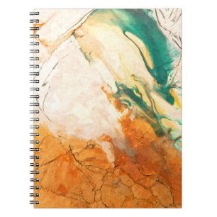 Golden Orange Teal Marble Abstract Flow Notebook
