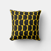 Golden Orbit Black & Yellow Geometric Cushion