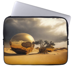 Golden Orbs in the Desert Storm Laptop Sleeve