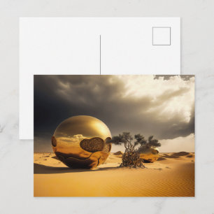 Golden Orbs in the Desert Storm Postcard