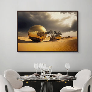 Golden Orbs in the Desert Storm Poster