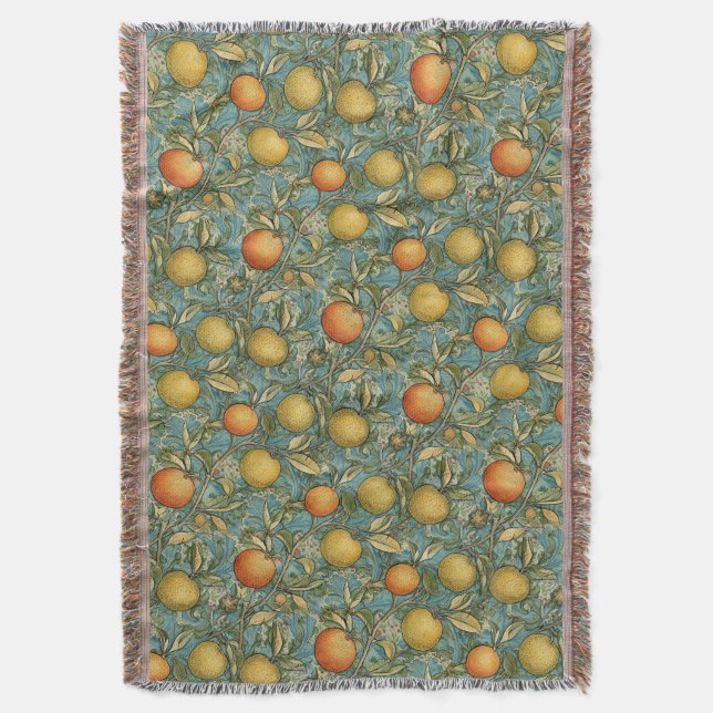 Golden Orchard Arts and Crafts Throw Blanket (Front Vertical)