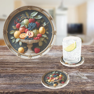 Golden Orchard Round Sandstone Coaster