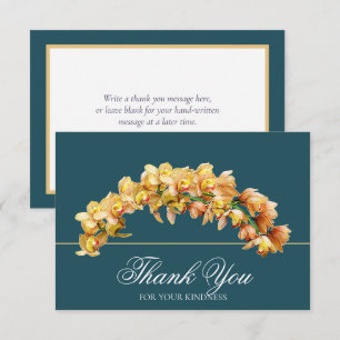 Golden Orchid Floral Arc Botanical Chic Thank You Card