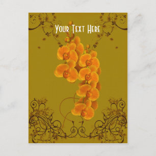 Golden Orchids Floral Customisable Postcard