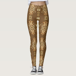 Golden Oriental Baroque Classic Pattern Leggings
