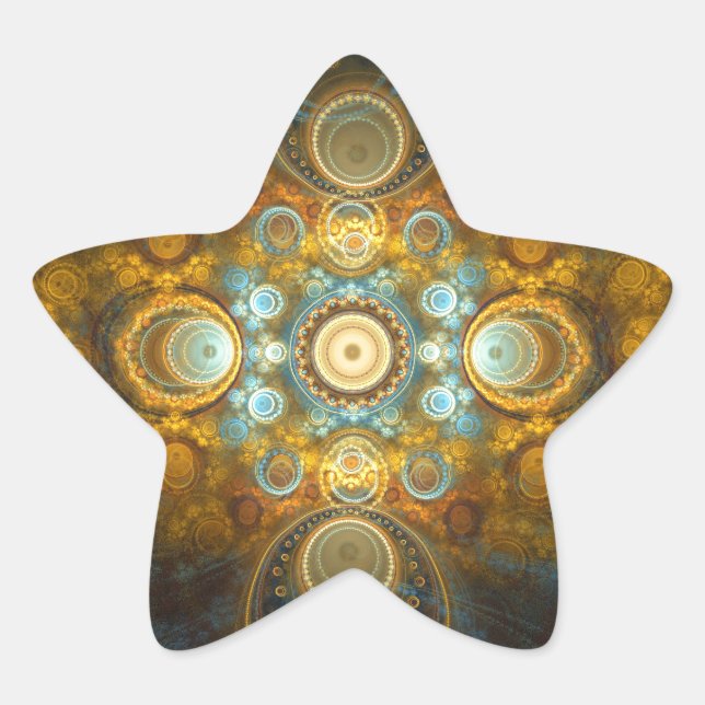 Golden oriental design star sticker (Front)