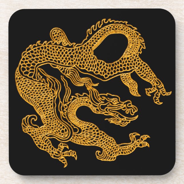 Golden oriental dragon 01 coaster (Front)