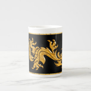 Golden oriental dragon 03 bone china mug