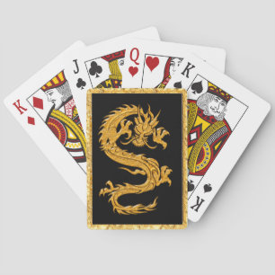Golden oriental dragon 04 playing cards