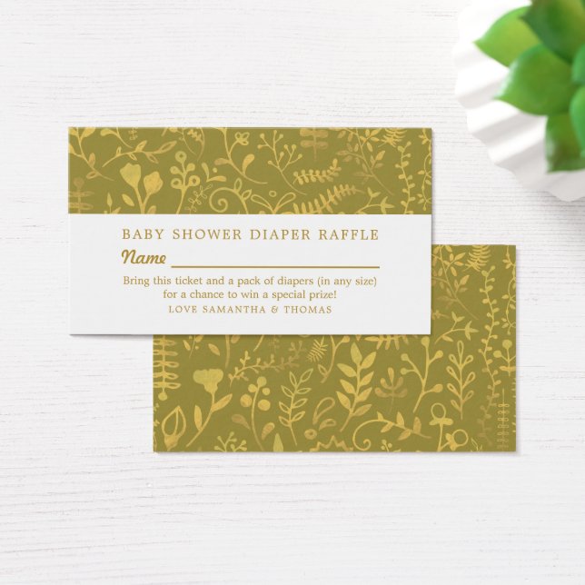 Golden Oriental Floral, Diaper Raffle Ticket (Desk)