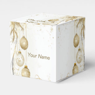Golden Ornament Christmas Holiday Party Elegant Favour Box