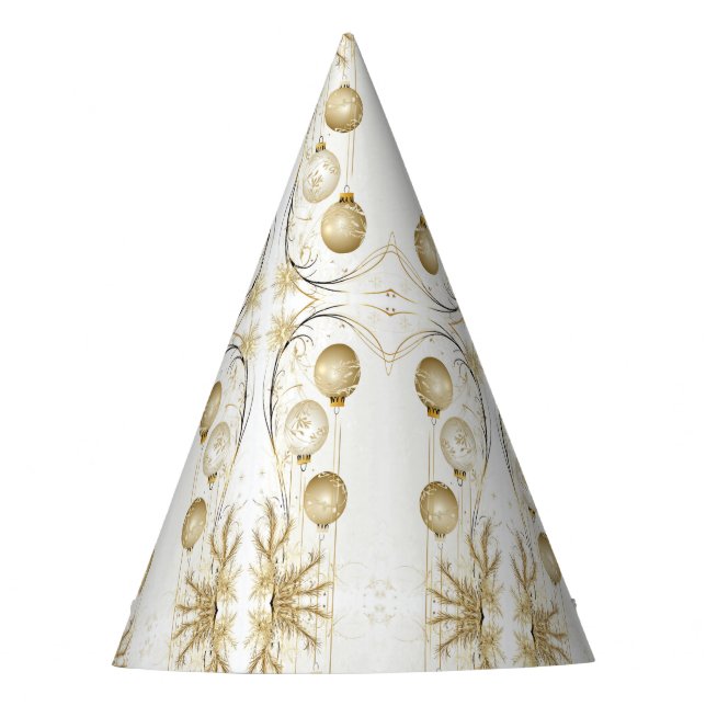 Golden Ornament Christmas Holiday Party Elegant Party Hat (Front)