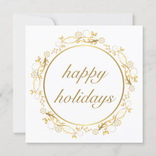 Golden ornament circle frame Christmas card 
