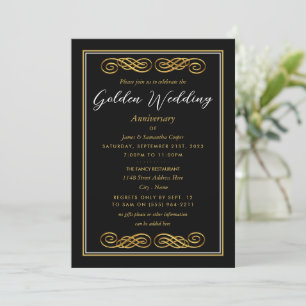 Golden Ornament Decor, 50 Year Wedding Anniversary Invitation