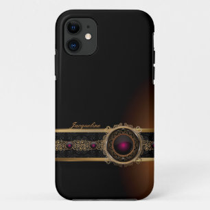 Golden Ornament Luxury  Purple Diamond Eye Name iPhone 11 Case