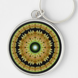 Golden ornament mandala keychain