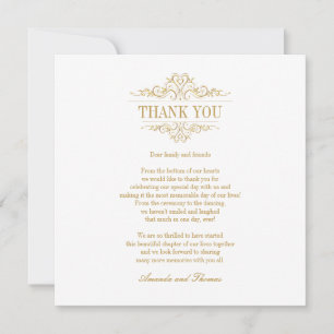 Golden ornament white elegchic modern  thank you card
