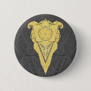 Golden Ornamental Flame 6 Cm Round Badge