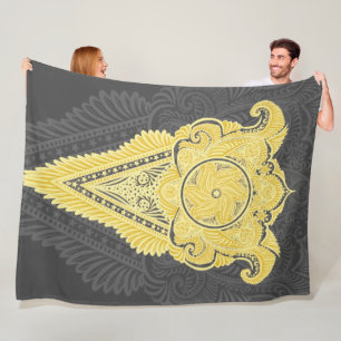 Golden Ornamental Flame Fleece Blanket