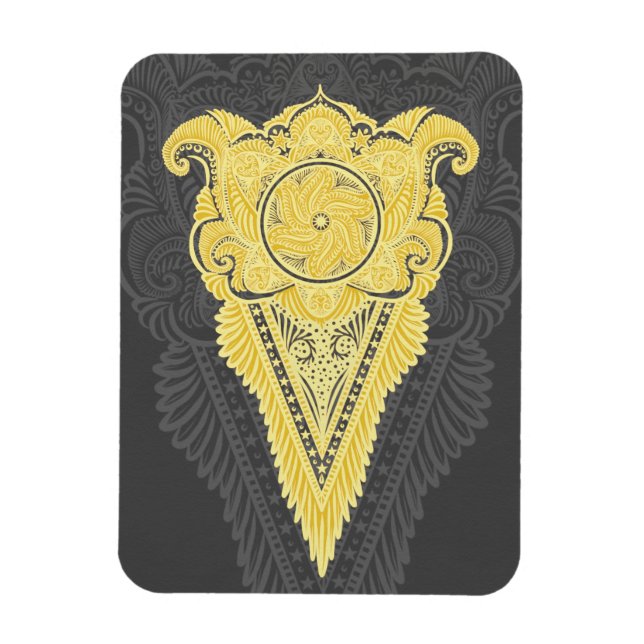 Golden Ornamental Flame Magnet (Vertical)