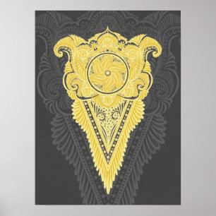 Golden Ornamental Flame Poster